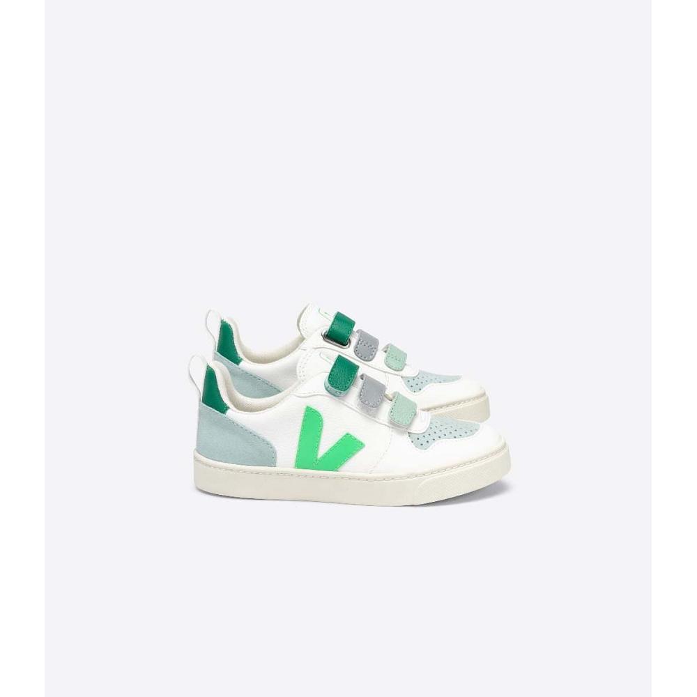 Veja V-10 CHROMEFREE Schoenen Kinderen White/Green | NL 741MQZ